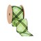 LaRibbons 2 1/2" Wired Ribbon | Black/White Bias Plaid on Green | 10 Yard Roll